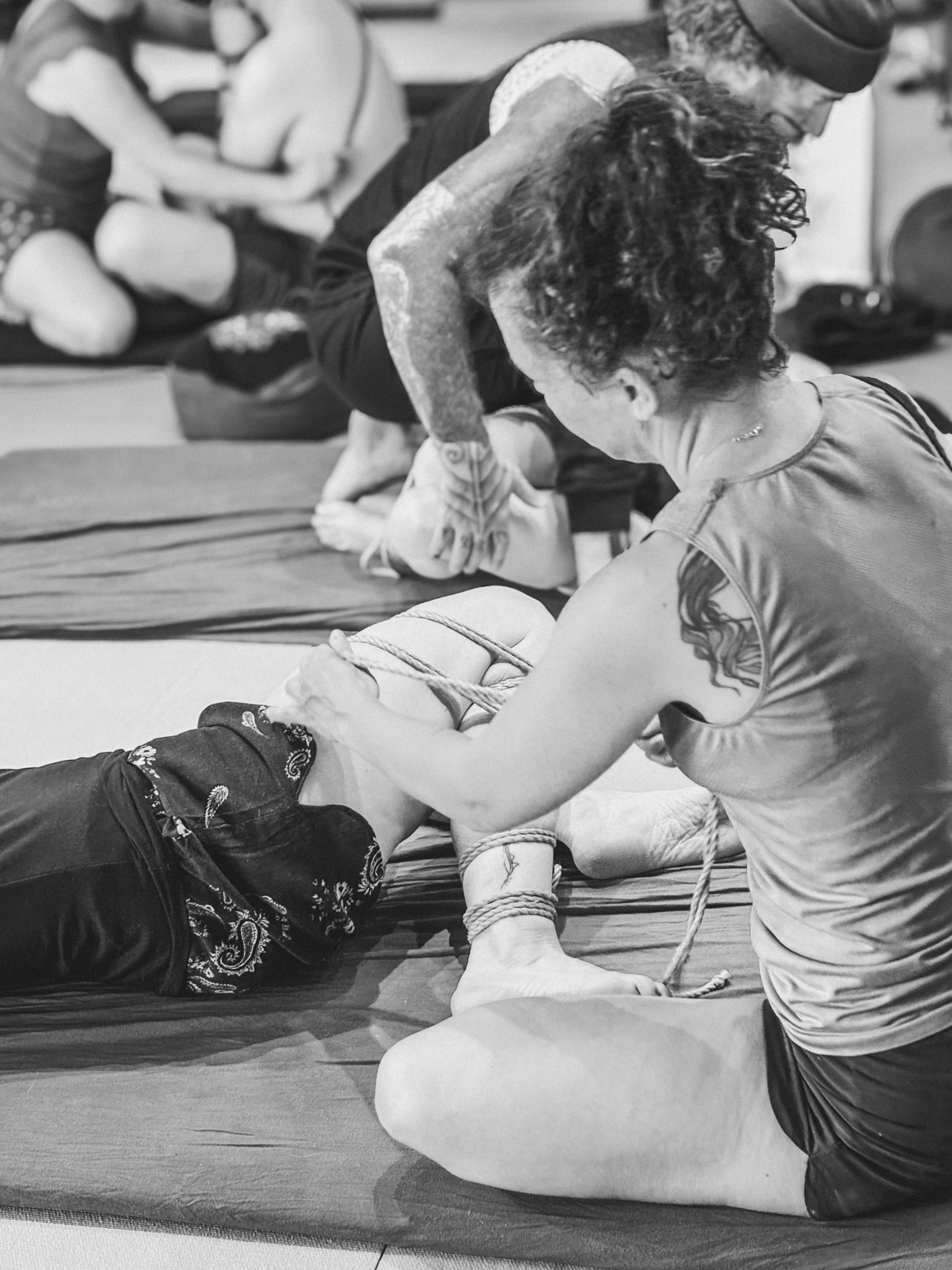 Woman Learning Shibari at Shibari Bootcamp Leuven